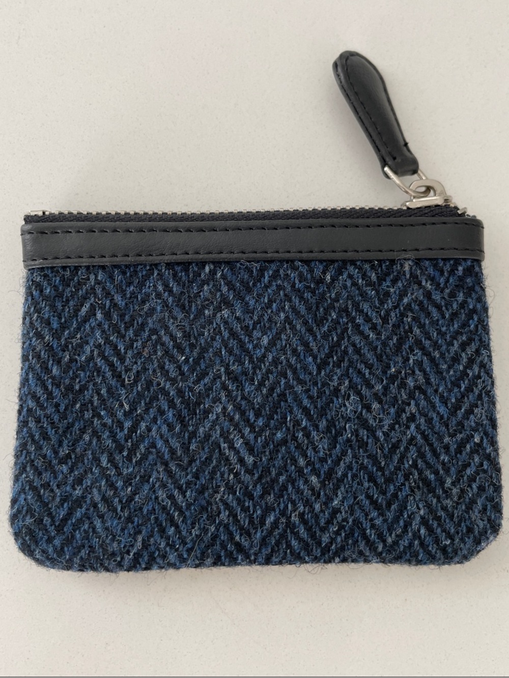 Harris Tweed Navy Zip Coin and Card Pouch Wallet - Picture 4 of 15